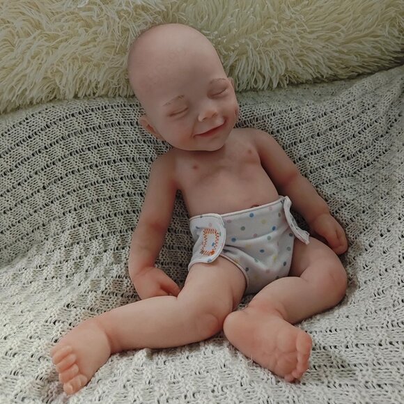 40cm Full Silicone Closed Eyes Sleeping 4.18lbs Newborn Baby Boy Reborn Doll - Picture 6 of 13